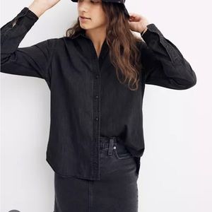 Denim Oversized Ex-Boyfriend Shirt in Lunar Wash Size S